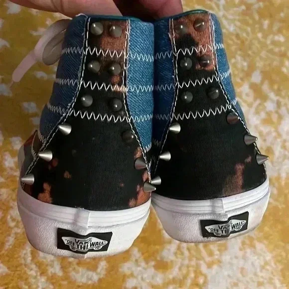 Vans off the wall punk hightop mixed pattern, skating shoes m8.5 w10 NWOB - Picture 2 of 8